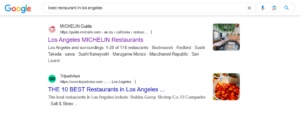 image showing the top ranking page of Michelin Restaurant for Lon Angeles