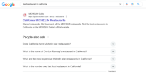 Image showing top ranking page for Michelin California branch