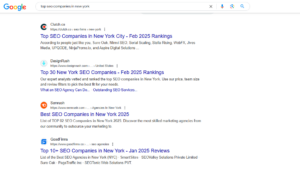 image showing the top rank for clutch listing for Top seo companies in NYC